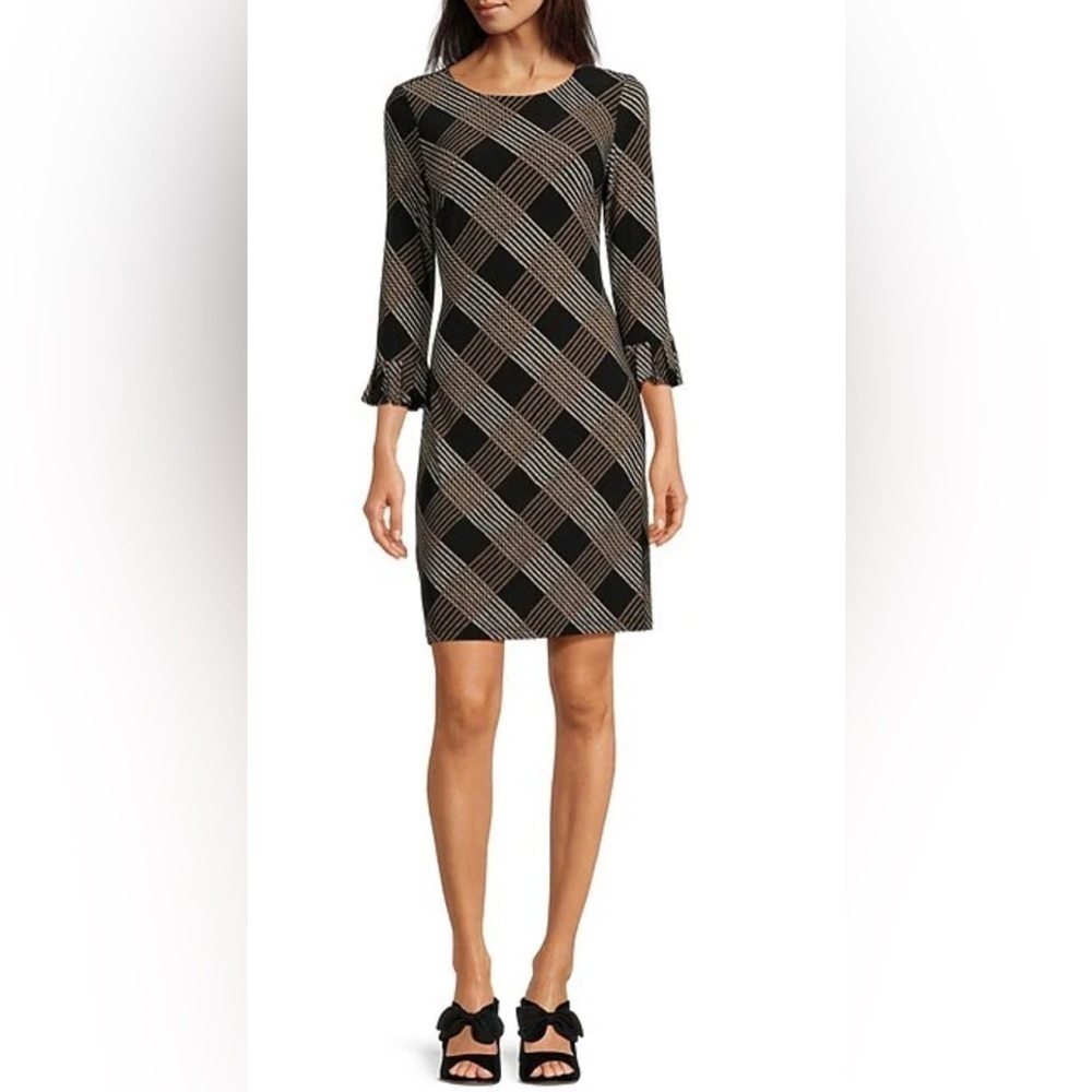 Tommy Hilfiger | Plaid | Round High Neck |3/4 Sleeve | Shift | Dress | Size 10